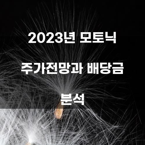 2023년 모토닉 주가전망과 배당금 분석