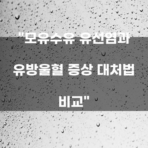 모유수유 유선염과 유방울혈 증상 대처법 비교
