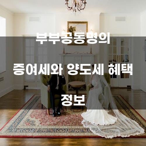 부부공동명의 증여세와 양도세 혜택 정보