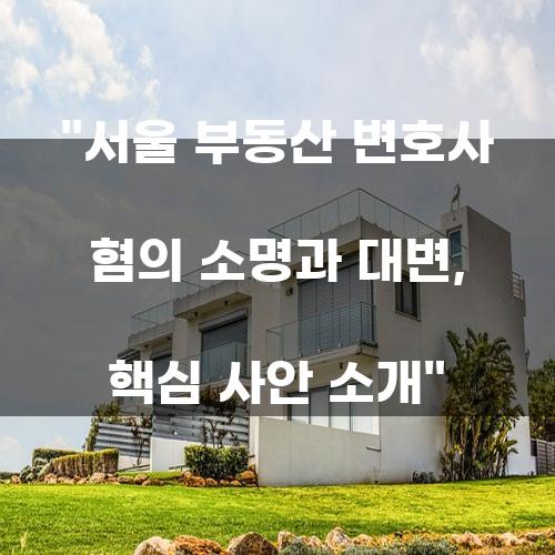 서울 부동산 변호사: 혐의 소명과 대변