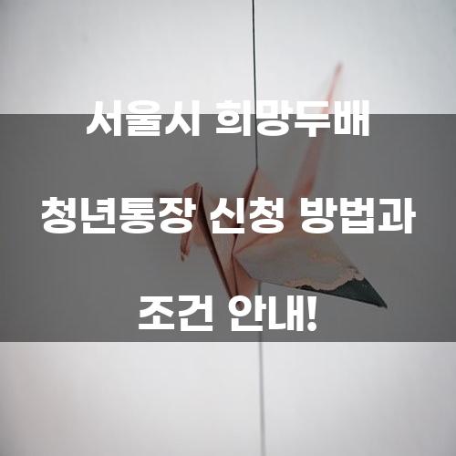 서울시 희망두배 청년통장 신청 방법과 조건 안내!