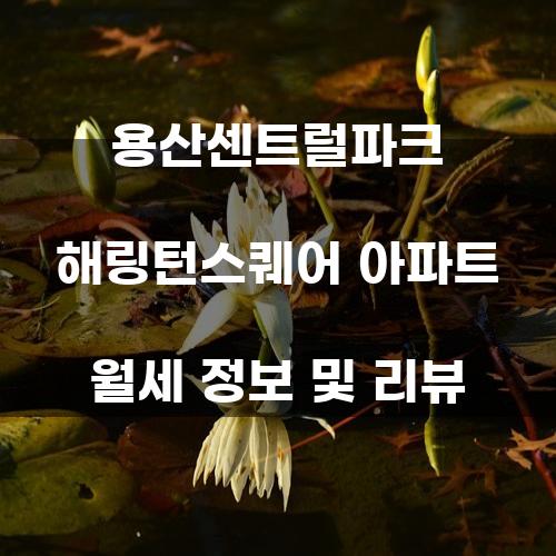 용산센트럴파크 해링턴스퀘어 아파트 월세 정보 및 리뷰