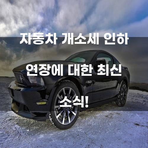 최신 자동차 개소세 인하 연장 소식