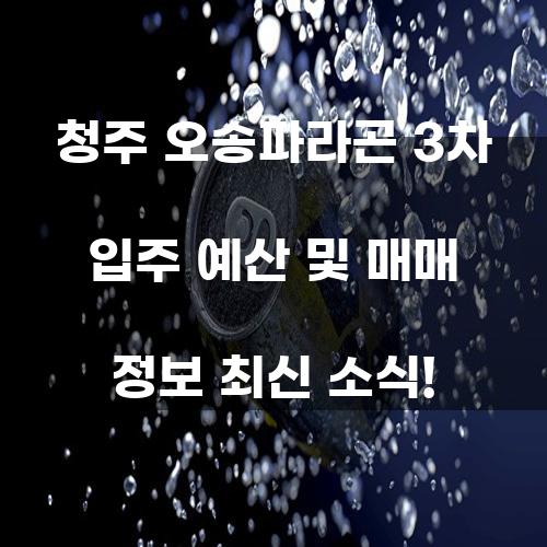 청주 오송파라곤 3차 입주 예산 및 매매 정보 최신 소식!