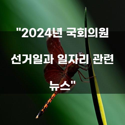 2024년 국회의원 선거일과 일자리 관련 뉴스