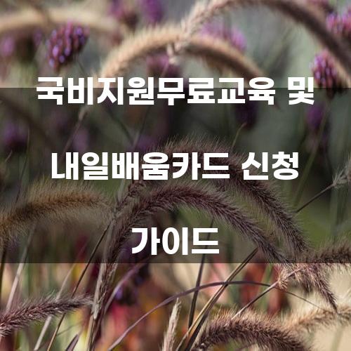 국비지원무료교육 및 내일배움카드 신청 가이드
