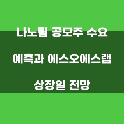 나노팀 공모주 수요 예측과 에스오에스랩 상장일 전망