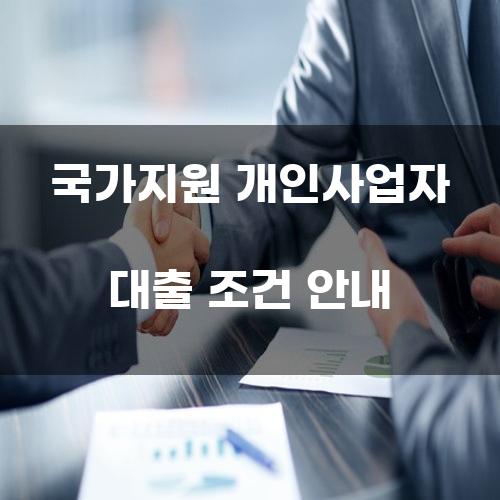 국가지원 개인사업자 대출 조건 안내