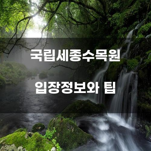 국립세종수목원 입장정보와 팁