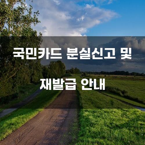 국민카드 분실신고 및 재발급 안내