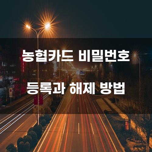 농협카드 비밀번호 등록과 해제 방법