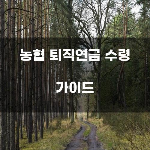 농협 퇴직연금 수령 가이드