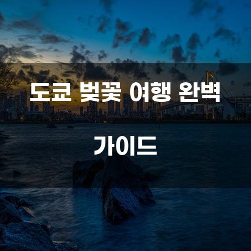 도쿄 벚꽃 여행 완벽 가이드