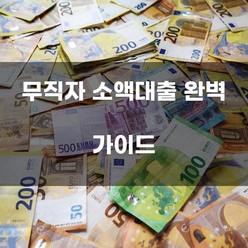 무직자 소액대출 완벽 가이드