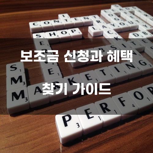 보조금 신청과 혜택 찾기 가이드