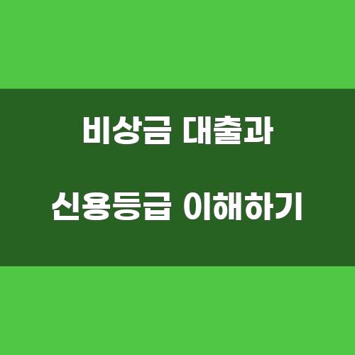 비상금 대출과 신용등급 이해하기