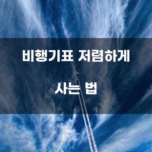 비행기표 저렴하게 사는 법