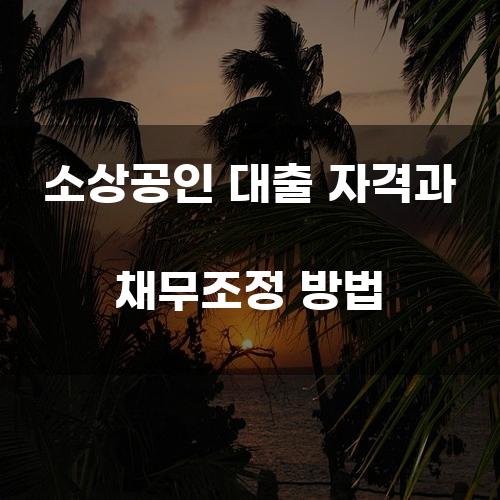 소상공인 대출 자격과 채무조정 방법