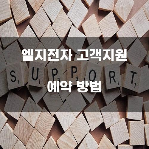 엘지전자 고객지원 예약 방법