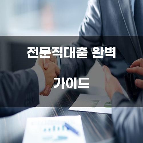 전문직대출 완벽 가이드
