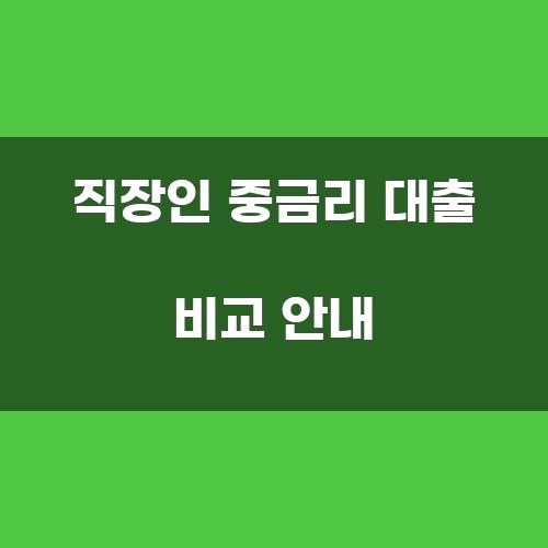 직장인 중금리 대출 비교 안내