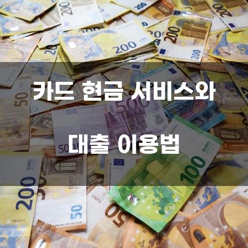 카드 현금 서비스와 대출 이용법