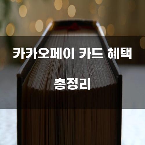 카카오페이 카드 혜택 총정리