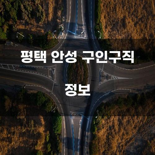 평택 안성 구인구직 정보