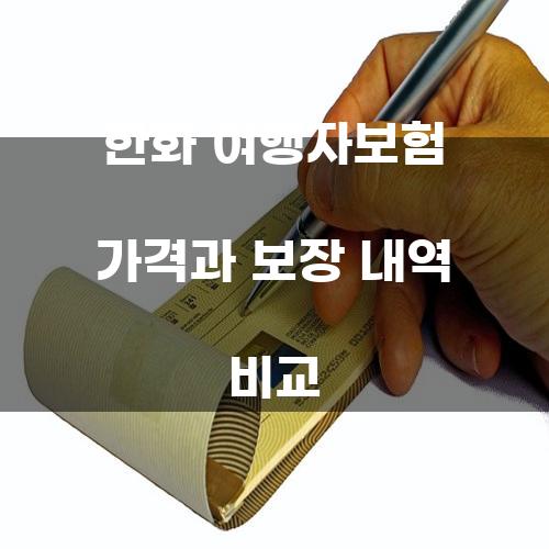 한화 여행자보험 가격과 보장 내역 비교