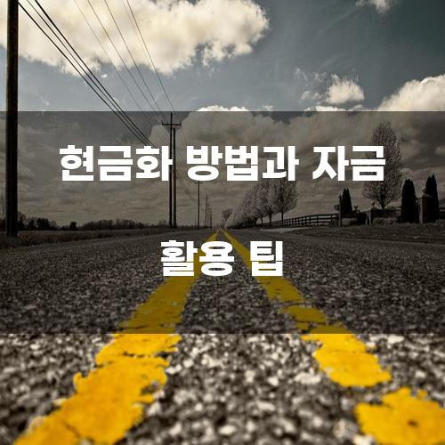 현금화 방법과 자금 활용 팁