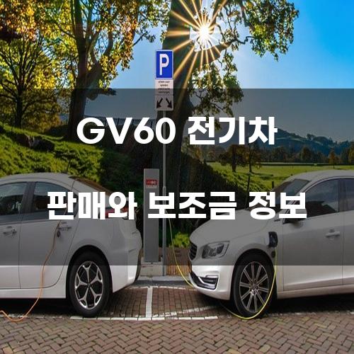 GV60 전기차 판매와 보조금 정보