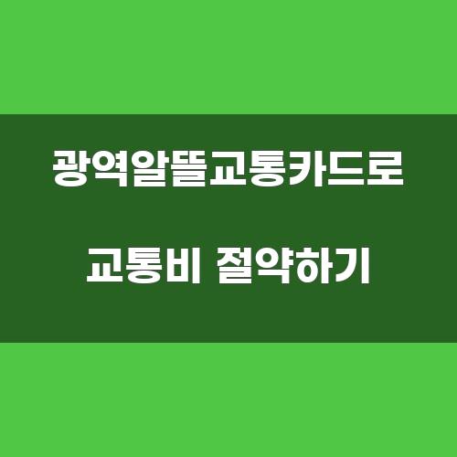 광역알뜰교통카드로 교통비 절약하기
