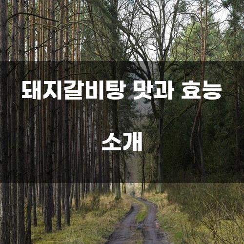 돼지갈비탕 맛과 효능 소개