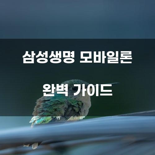 삼성생명 모바일론 완벽 가이드