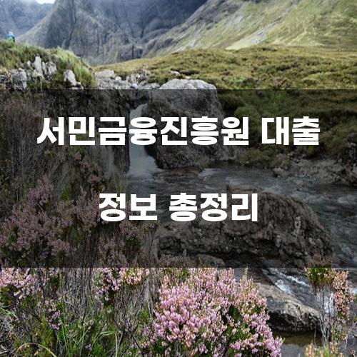 서민금융진흥원 대출 정보 총정리