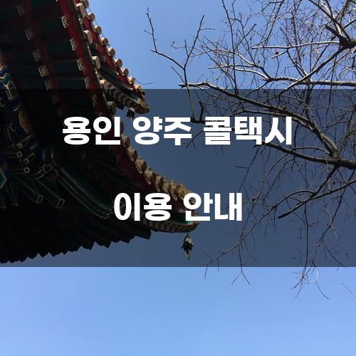 용인 양주 콜택시 이용 안내