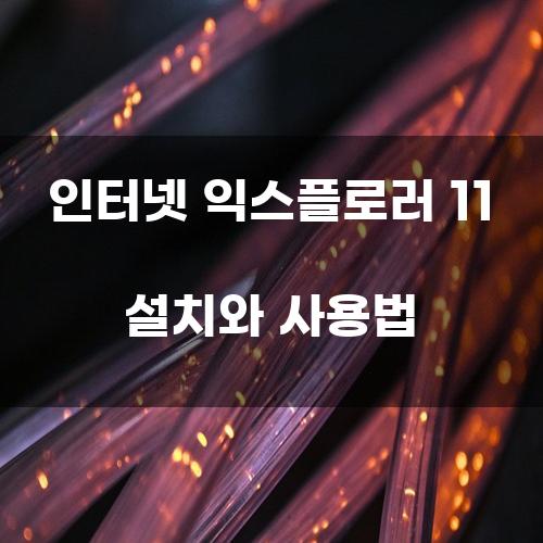 인터넷 익스플로러 11 설치와 사용법