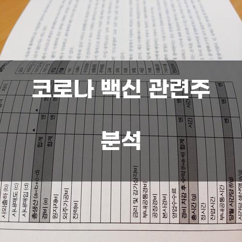 코로나 백신 관련주 분석