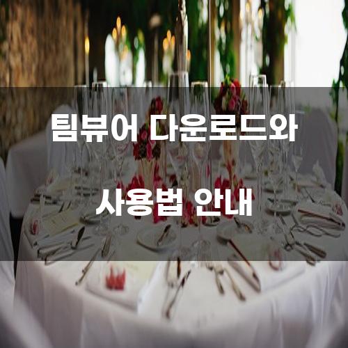 팀뷰어 다운로드와 사용법 안내