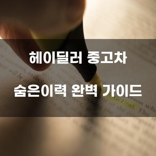 헤이딜러 중고차 숨은이력 완벽 가이드